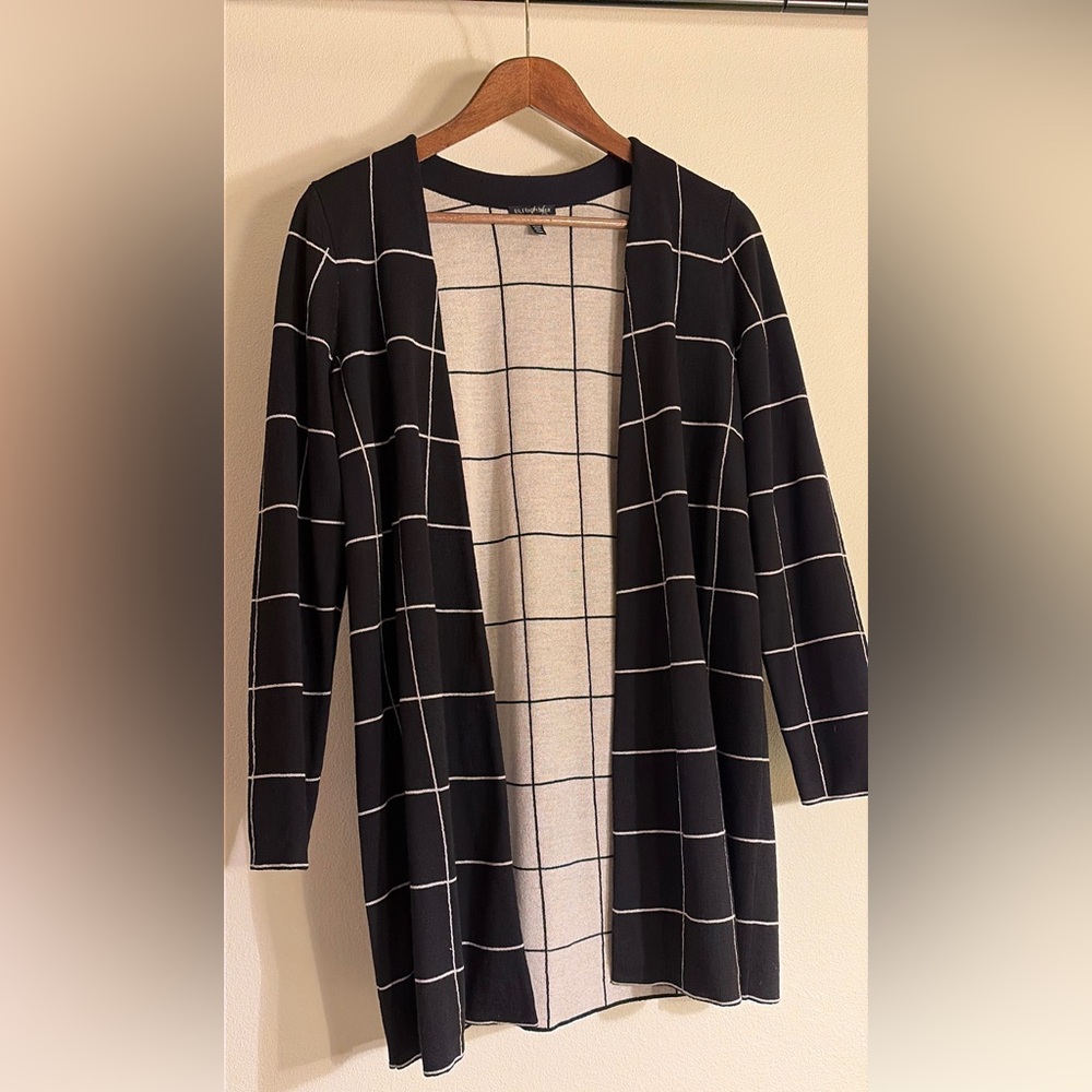 Eileen Fisher Black and White Checkered Cardigan